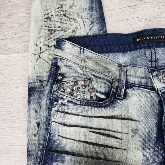 NWT! Rock & Republic Terror Blue Grunge Jeans - Picture 3 of 8